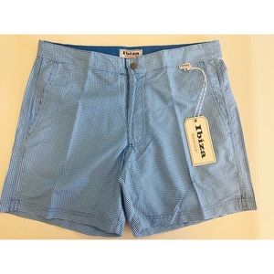 IBIZA Ocean Swim Trunks  Blue checked size 32 NWT